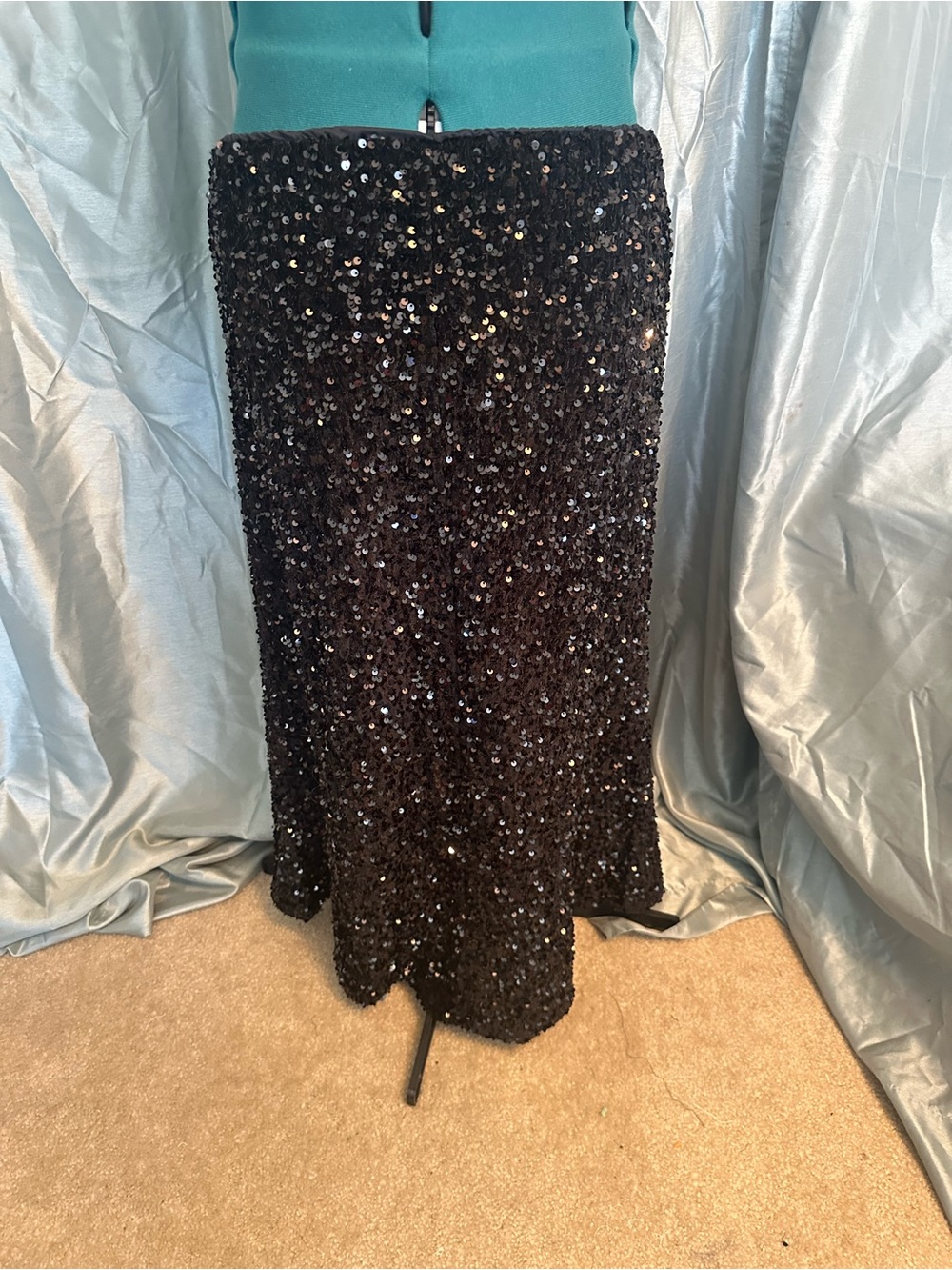 Black Sequin Maxi Skirt
